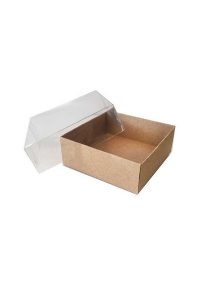 Kutu Naturel Kraft Kağıt Ve Asetat 9x9x3 Cm Pk:50 +3