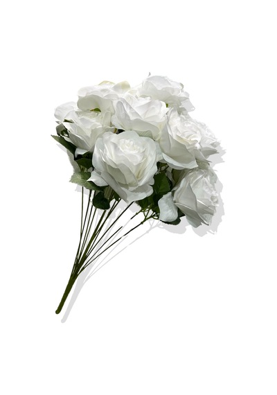 Cihan Çiçekçilik Yapay Çiçek Gül Demeti 50 Cm 12 Dal Beyaz