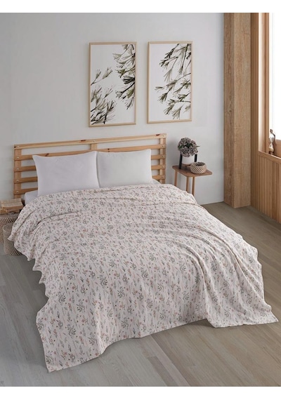Tek Kişilik Baskılı Pike Koltuk Örtüsü Breeze 180x230 Cm Antrasit