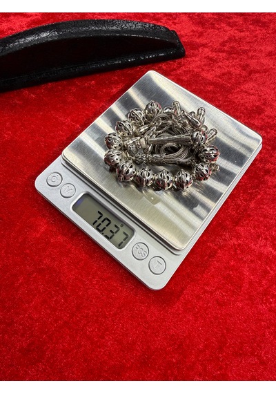 925 Ayar Büyük Boy 11 X 13 Full Gümüş Zaza Tespih 70 Gram Kafes İşçilikli Gümüş Tesbih