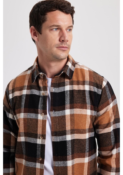 Tudors Erkek Slim Fit Dar Kesim Kareli Kışlık Oduncu Gömlek-42368 Çok Renkli