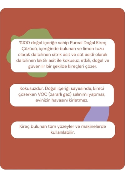 Pureal Doğal Kireç Çözücü - Tüm Kireçli Yüzeyler, Espresso Ve Kahve Makineleri - Su Isıtıcıları 1 L Tekli