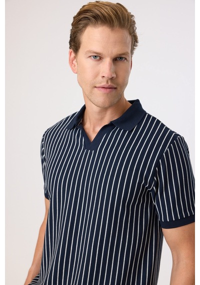 Back And Bond Regular Fit Lacivert Düğmesiz Polo Yaka Tişört Çok Renkli