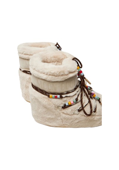 L002 Cream Bot Kar Kadın 80d1409470-l002 Moon Boot Icon Low Faux Fur Beads Cream Krem