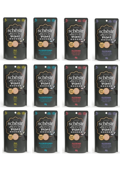 Schesir After Dark 4 Çeşit Karma Pouch Mousse Kedi Yaş Mama 80 Gr. X 12 Adet
