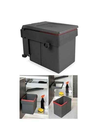 Almital Metali Kapağa Monte Çöp Kutusu Antrasit 20 Litre Dolap Kapak Min. 45 Cm Diğer