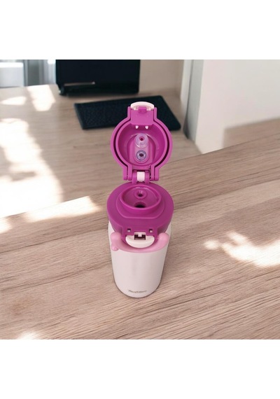 Kapaklı Paslanmaz Çelik Pipetli Termos Pembe 350 Ml Açık Pembe