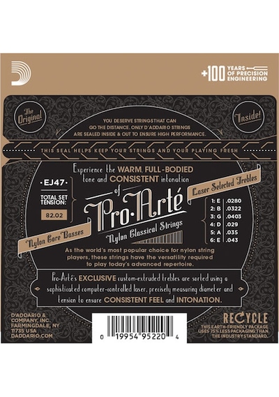 D'addario Ej47 80/20 Bronze Pro-Arté Nylon. Normal Tension Takım D'addario Ej47 80/20 Bronze Pro-Arté Nylon. Normal Tension Takım