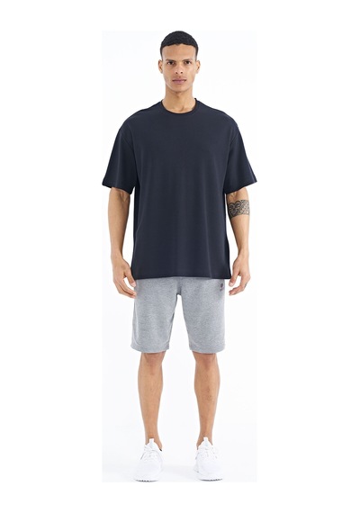 Tommylife Tommy Life Lacivert Kol Arma Detaylı Basic Oversize Erkek T-shirt - 88193 Lacivert