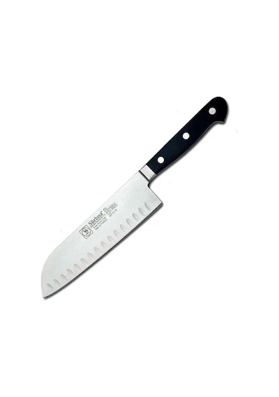 61950 - Sıcak Dövme Oluklu Santoku Şef Bıçağı 18 Cm Sarı