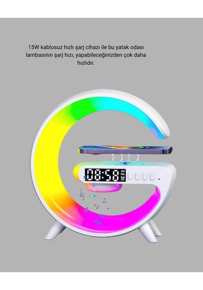 Kablosuz Şarjlı Başucu Gece Lambası, Bluetooth Ses Sistemi İçin Tasarlanmış Çok Renkli
