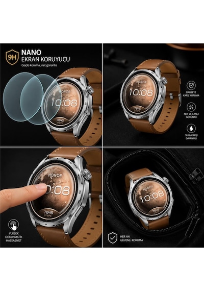 Honor Watch 6 İle Uyumlu Ekran Koruyucu Nano Parlak 2 Adet -