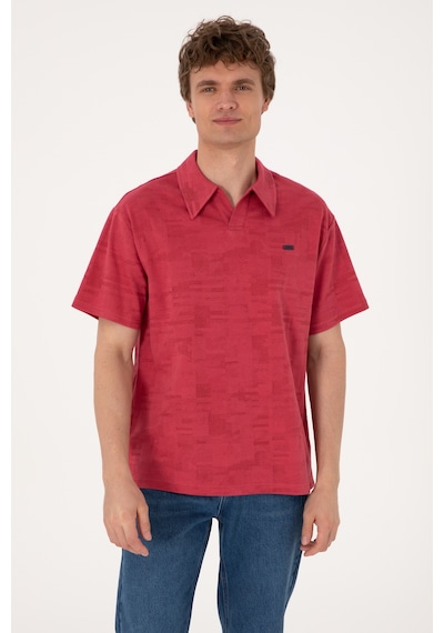 U.S. Polo Assn. Erkek Comfort Fit Kaçık Yaka Vişne Tişört 50303224-VR223