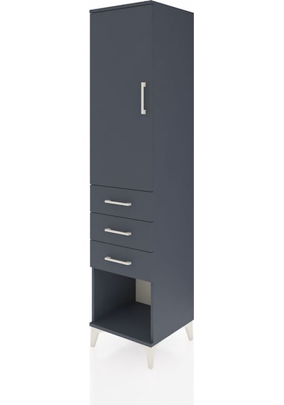 Hyperion Dolap Tek Raflı 3 Çekmeceli Tek Askılı 44x44x195 Ant... Antrasit