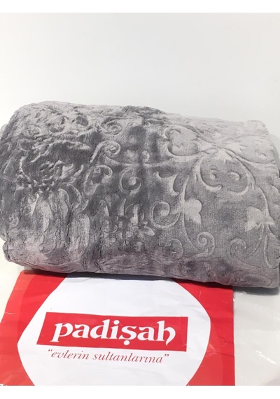 Padişah Desenli Gri Çift Kişilik Battaniye Gri