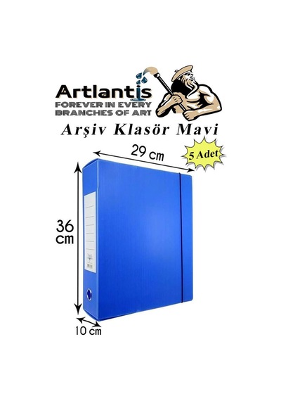 Mavi Arşiv Ve Proje Kutusu 29x36x10cm 5 Adet Arşiv Klasörü Lastikli Plastik Arşiv Klasörü Büro Okul Sınıf Mavi