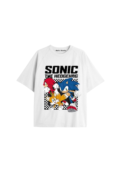 Kalic Studio Unisex Bay Sonic Desenli Beyaz Yazlık T-shirt Beyaz-208