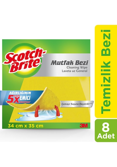 Scotch Brite Mutfak Bezi 8 Adet Sarı 34 x 35 CM
