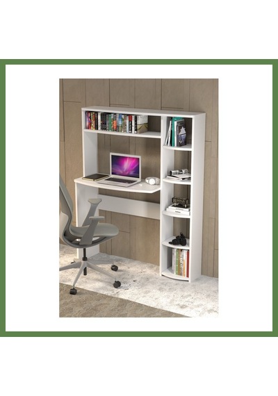 Bezos Kitaplıklı Çalışma Masası Beyaz Hb006