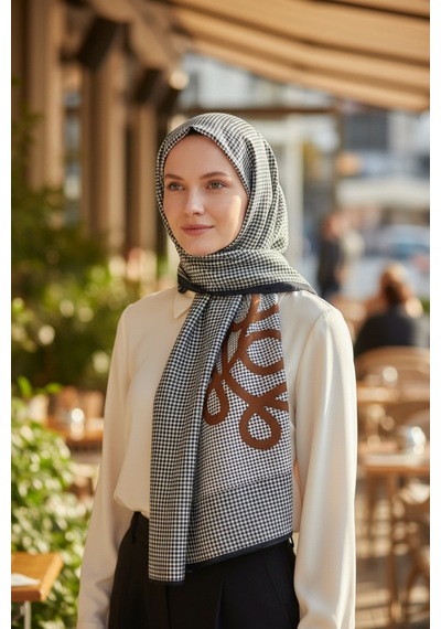 Deserto Fashion Saf İpek Twill Eşarp - Özel Tasarım Tok Duruşlu 90x90-1696 Çok Renkli