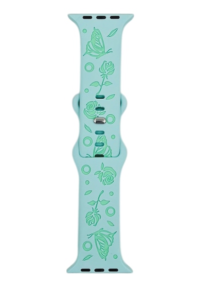 Nettech Apple Uyumlu Watch  Seri 42/44 Mm   Desenli Silikon Kordon - Su Yeşili
