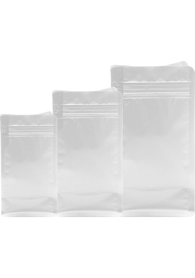 Flat Bottom Düz Tabanlı Mat Beyaz Kilitli Ambalaj 14 X 33 + 5 Cm - 250 Gr. - 50 Adet