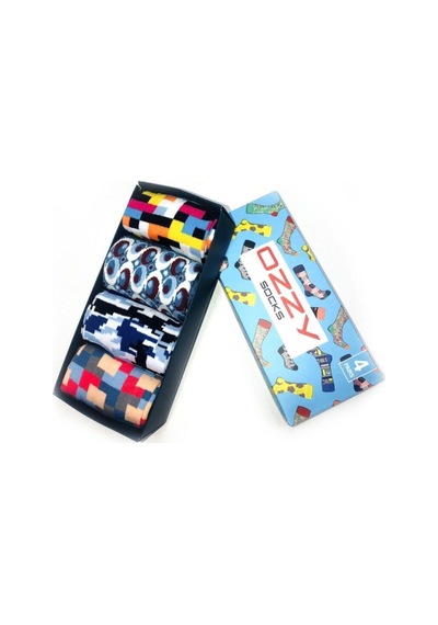 Ozzy Socks 4 Lü Geometrik Desenler Erkek Hediye Paketi Lacivert-mavi-yeşil-pembe