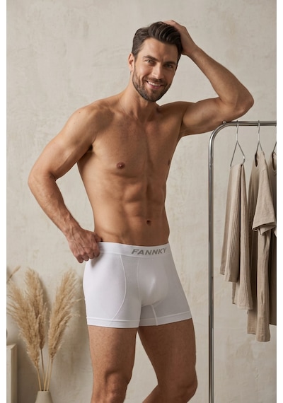 Fit Women Erkek Casual Comfort Günlük 3 Lü Beyaz Boxer