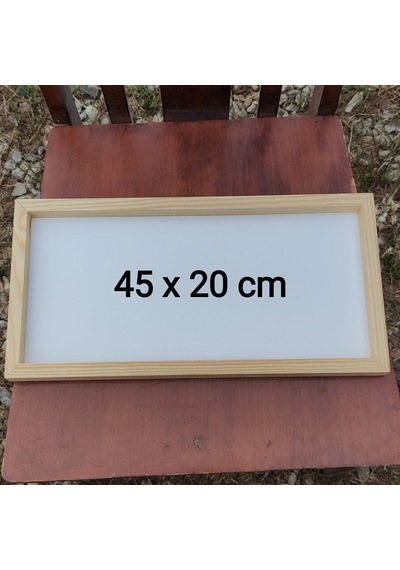 45x20cm Beyaz Ahşap Çerçeveli Pano Camsız - Arkalık Sabit