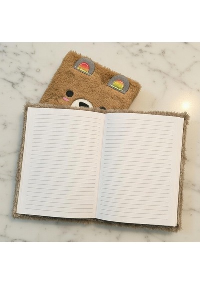 Sevimli Peluş Çizgili Defter