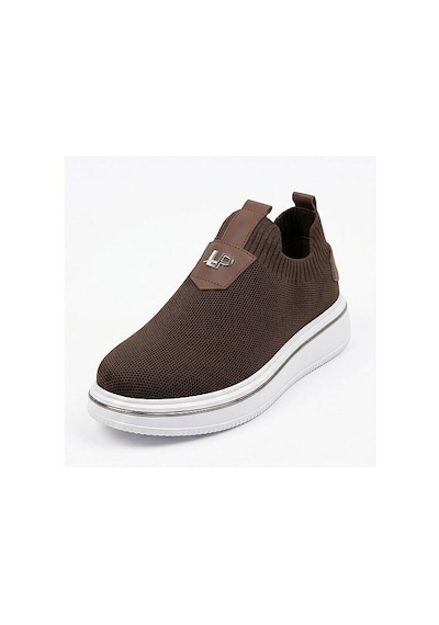 Daytex 1111 Erkek Slip-on - Full Triko Örgü Sportif Kalın Eva Taban Sneaker Kahverengi