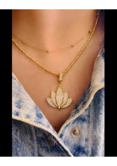 Beren Aksesuar Stainless Steel Lotus Çelik Kolye Gold
