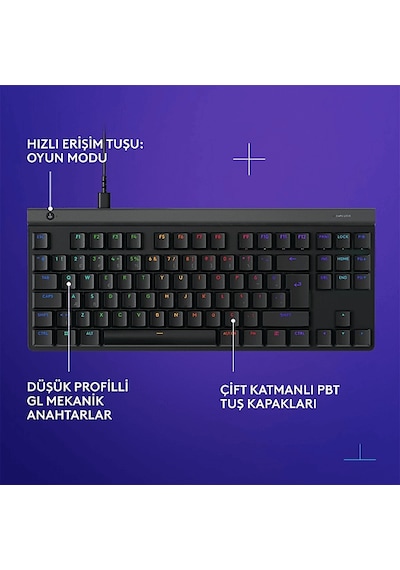 Logitech G515 TKL Türkçe Tuş Dizimi Tactile Kablolu Oyuncu Klavyesi Logitech G515 TKL Türkçe Tuş Dizimi Tactile Kablolu Oyuncu Klavyesi