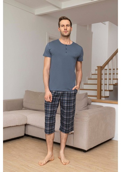Aydoğan Erkek Civan Modal Bermuda Mavimsi Gri Pijama Takım 0029 Petrol