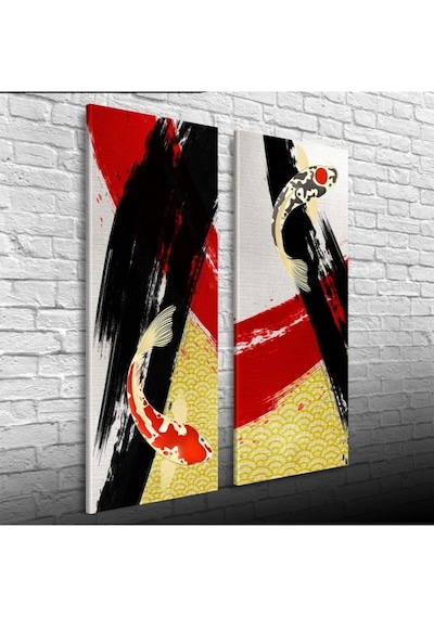 Ying Yang Iki Parça Canvas Tablo 30x70