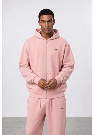 Erkek Respire Basic Oversize Zip Pembe