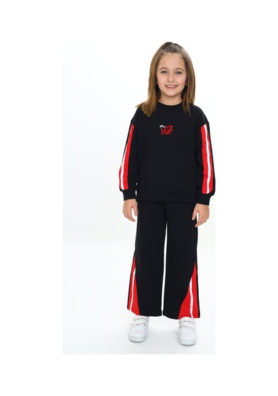 Toontoy Kids Toontoy Kız Çocuk 2'li Takım Baskılı Kolej Yaka Fermuarlı Reglan Kol Sweatshirt & Beli Paçası Ribanalı Jogger Eşofman Altı - 2 İplik Siyah Toontoy Kids Toontoy Kız Çocuk 2'li Takım Baskılı Kolej Yaka Fermuarlı Reglan Kol Sweatshirt & Beli Paçası Ribanalı Jogger Eşofman Altı - 2 İplik Siyah