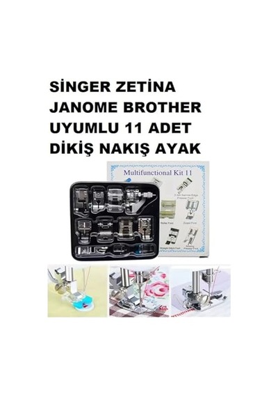 11 Parça Ev Tipi Aile Dikiş Makinesi Ayak Seti Singer Janome Pfaff Zetina