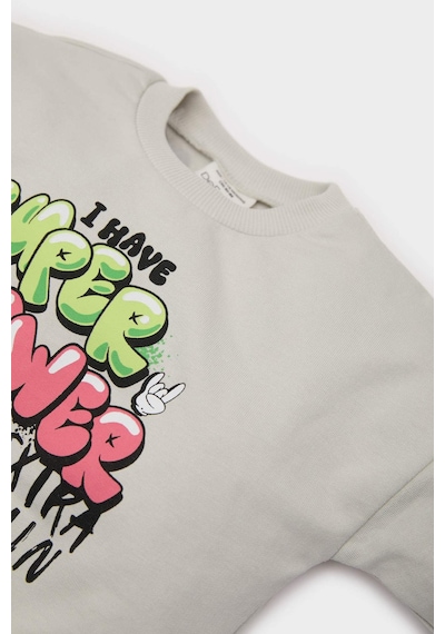 DeFacto Erkek Bebek Bisiklet Yaka Baskılı Sweatshirt E5936A525SPGR107 Gri