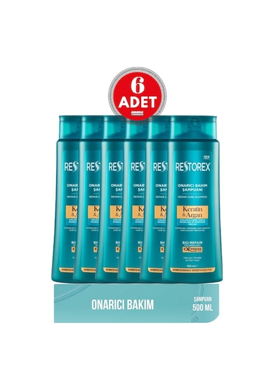 Keratin & Argan Şampuan 500 Ml 6 Adet İnce Telli