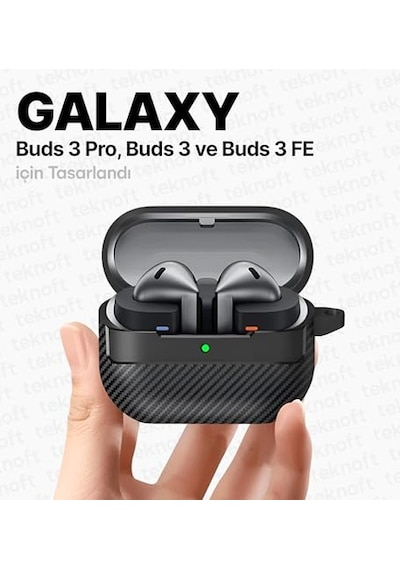 Samsung Galaxy Buds 3 Pro, Buds 3 Ve Buds 3 Fe İle Uyumlu Mat Karbon Fiber Dokulu Darbelere Dayanıklı Premium Silikon Çok Renkli
