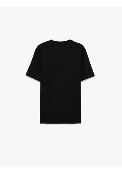 Koton Regular Fit Kısa Kollu Pamuklu Waffle Dokulu Bisiklet Yaka Tişört Siyah 6sam10406mk