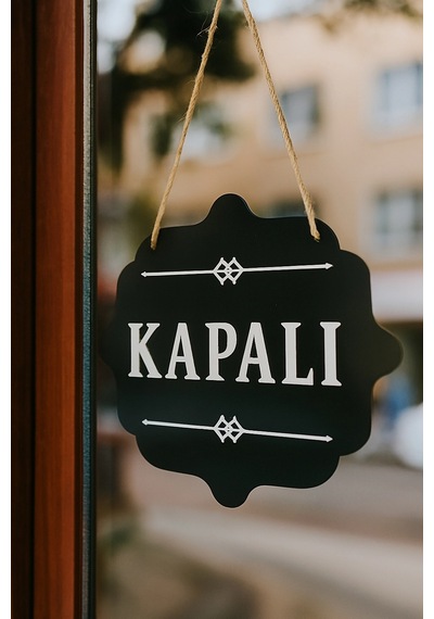 Ahşap Dekoratif Kesim Açık-kapalı Yazısı - Siyah
