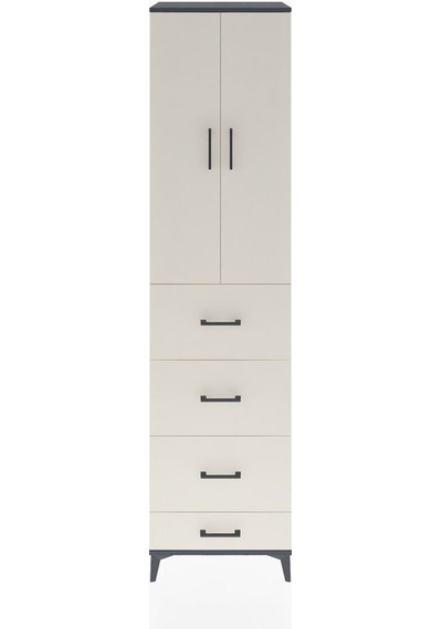 Hyperion Dolap 3 Raflı 4 Çekmeceli 2 Kapaklı 60x44x243 Antrasit-aytaşı Antrasit