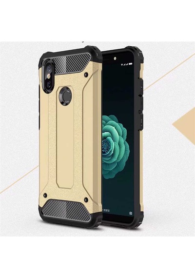Noktaks - Xiaomi Uyumlu Xiaomi Mi A2 Lite - Kılıf Çift Katman Zırh Tank Crash Military Kapak - Gold T6481 Gold