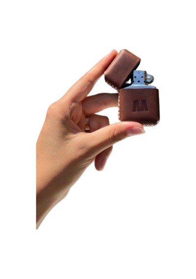 Deri Kılıflı Zippo Model Çakmak Çakmak 5685 Kahverengi