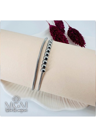 Mepa Rodyum Çelik Bileklikler 17+5 Cm Uzatma Payı - Kbl0119 Najmaddin Altın