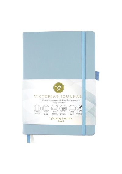 1049 Victoria's Journals Venzi Sert Kapak Planlayıcı Defter 14x20 Cm 100gr. Krem 96 Yaprak Mavi Çizgili