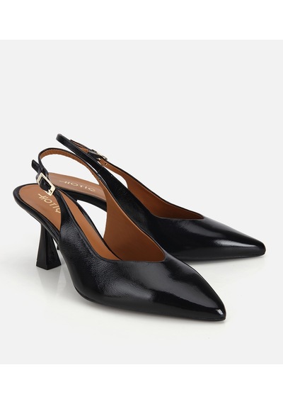 Hotiç Kadın Rugan Deri Siyah Sivri Burunlu Arkası Açık Kısa Topuklu Stiletto 01ayh322090a100 01ayh322090a100 Siyah