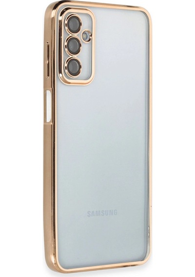 Samsung Uyumlu Galaxy M23 Kılıf Kamera Korumalı Lensli Silikon Altın